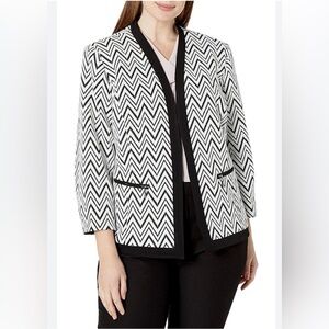 Kasper Black and White Chevron Suit Blazer